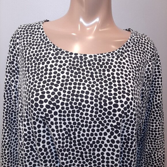 3/$20 In Every Story 3/4 Sleeve Top Womens Plus Size 0X Black White Dotted Twist - Picture 2 of 10